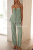 Vacation Day To Night Textured Lace-up Elastic Waist Backless Loose Jumpsuit