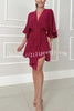 Radiant As Always Wide Sleeve Drape Waist Loose Mini Dress