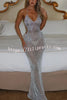 Fashion Jacquard Sexy See-through Halter Neck Backless Slim Maxi Dress