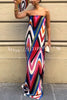 Kennedy Unique Print Off Shoulder Side Slit H-line Maxi Dress
