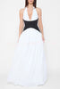 Fashionable Color Matching Sexy Halter Neck Waist Maxi Dress