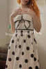 Bow Swimsuit and Elastic Waist Spotted One Piece Swimsuit + Skirt