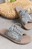 Sequined Mesh Embroidered Casual Strappy Flat Slippers