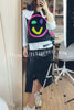 Always Happy Face Knit Unique Pattern Versatile Loose Tank Top