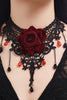 Halloween Vintage Rose Lace Drop Pendant Necklace