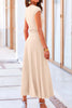 Solid Color Cap Sleeve Ruched Midi Skirt Set