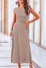 Solid Color Cap Sleeve Ruched Midi Skirt Set