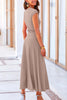 Solid Color Cap Sleeve Ruched Midi Skirt Set