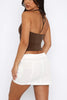 Lace Contrast Halterneck Crop Top
