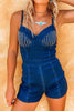 Rhinestone Backless Cami Rompers