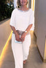 Sequins Patchwork Bat Sleeve Tops Pants Suits