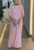 Sequins Patchwork Bat Sleeve Tops Pants Suits