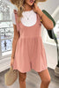 Solid Color Shoulder Bow Pocket Rompers