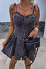 Strappy Zipper A-line Pleated Mini Dress