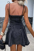 Strappy Zipper A-line Pleated Mini Dress