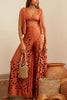 V Neck Fake Two-piece Crop Top Hollow Out Pants Set