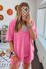 V Neck Side Slit T-shirt Bodycon Shorts Set