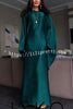 Dignified and Elegant Satin Batwing Sleeve with Waist Tie Design A-line Maxi Dress