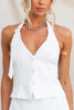Julien Button Up Adjustable Halter Tank and High Rise Pencil Slit Maxi Skirt Set