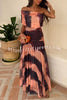 Unique Printed Off-the-shoulder Waisted Holiday Maxi Dress