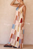 Geometric Print Wide Strap Slit Casual Resort Maxi Dress