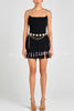 Timeless Exquisite Tweed Fabric Metal Coin Chain Detail Slip Mini Dress