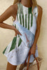 Painted Fish Print Sleeveless Resort Mini Dress