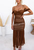Eyes on Me Mesh Off Shoulder Ruched Fishtail Stretch Maxi Dress
