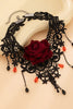 Halloween Vintage Rose Lace Drop Pendant Necklace