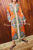 Linen Blend Unique Print Tie-waist Casual Maxi Dress