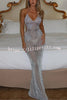 Fashion Jacquard Sexy See-through Halter Neck Backless Slim Maxi Dress