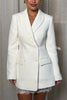Pure and Beautiful Double-breasted Long Sleeve Lapel Blazer Mini Dress