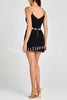 Timeless Exquisite Tweed Fabric Metal Coin Chain Detail Slip Mini Dress