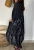 Fashionable Tie-dye Patchwork Round Neck Long Sleeve Pocket Loose Maxi Dress