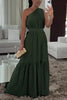 Solid Color One Shoulder Waist Tie Maxi Dress