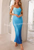 Fiercely Desire Satin Gradient Print Cowl Asymmetric Neck Maxi Dress