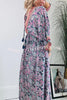 Beautiful Timeless Ethnic Paisley Print Drawstring Elastic Waist Kimono Maxi Dress
