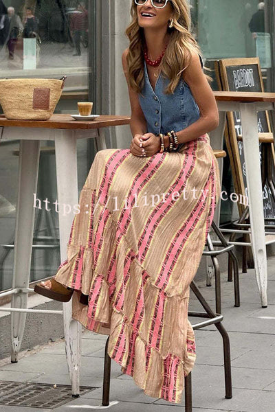 Better Understand Printed Drawstring Waist Pocket Maxi Dress