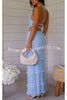 Feel Chic and Romantic Sequin Textured Material Back Elastic Halter Tie Tank