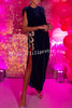 Shaya Velvet Asymmetrical Silhouette One Sleeve Shiny Bow Design Slit Maxi Dress