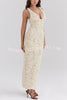 Three-dimensional Flower Sexy V-neck Slim Maxi Dress
