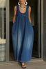 Stylish Sleeveless Loose-fitting Pocket Casual Denim Maxi Dress