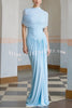 Elegant Mesh Cape-style Pleated Draped Maxi Dress