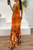 In A Dreamland Chiffon Floral Print Off Shoulder Pleated Scarf Slit Maxi Dress