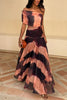 Unique Printed Off-the-shoulder Waisted Holiday Maxi Dress