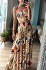 Bohemian Style Unique Print Tube Top Pleated Maxi Dress