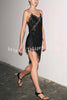 Elouise Satin Lace Trim V-neck Asymmetrical Hem Slip Mini Dress