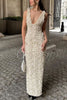 Three-dimensional Flower Sexy V-neck Slim Maxi Dress