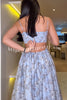 Coralie Floral Print Wavy Trim Cutout Back Smocked Maxi Dress