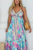Bohemian Style Unique Print V-neck Suspender Holiday Maxi Dress